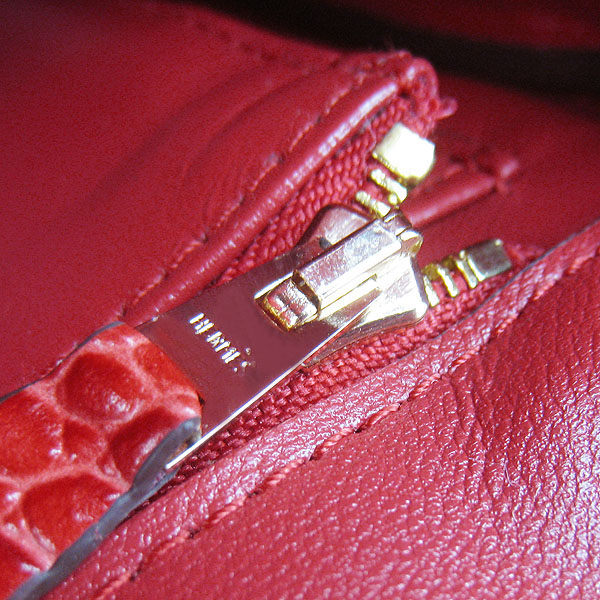 Replica Hermes Birkin 30CM Crocodile Head Veins Bag Red 6088 On Sale - Click Image to Close